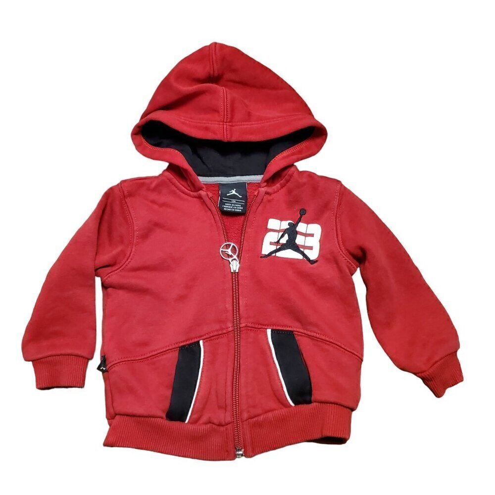 Air Jordan Full Zip Hoodie Toddler 12M Embroidered Jumpman Logo Red Black